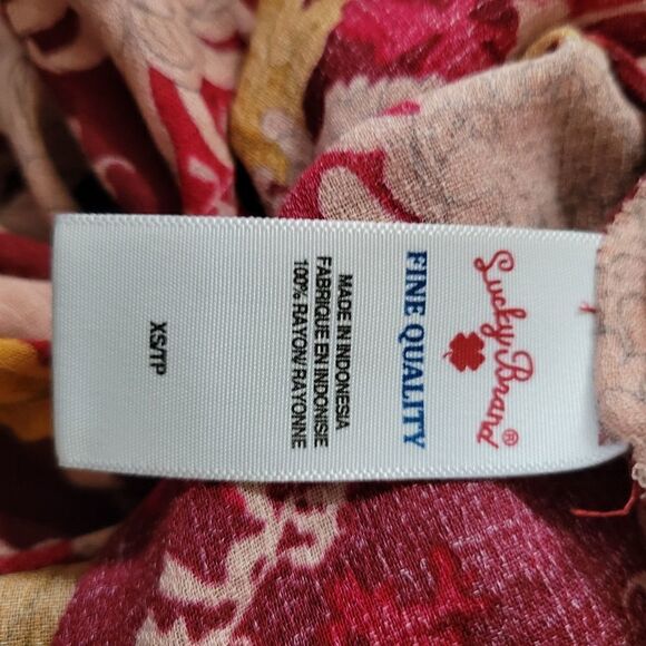 Lucky  Ladies Boho Peasant Pullover Vneck Floral Long Sleeve Top,  XS - Picture 13 of 14